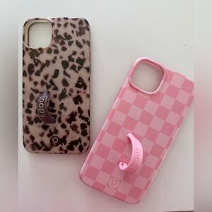 Loopy Case Pink Checkered and Brown Leopard Phone Cases